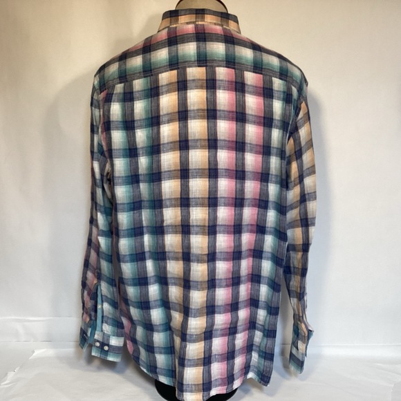 Tommy Bahama Men’s Linen Long Sleeve Button Down Plaid Shirt Size large - Picture 5 of 13
